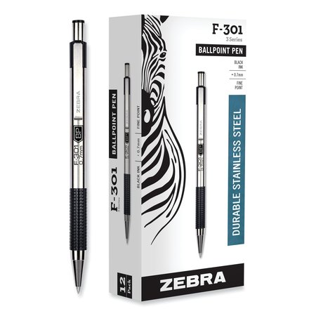Zebra Pen Ballpoint Pen, Retractable, Black, PK12 27110